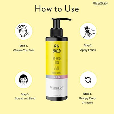 The Love Co. Skin Defense Sunscreen Lotion SPF 40 PA++ UVA/UVB Protection 100 ml - Body Sunscreen