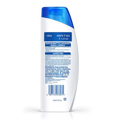Head & Shoulders 2-in-1 Anti-Dandruff Shampoo + Conditioner - Smooth & Silky 340 ml - Dry Shampoos & Conditioners