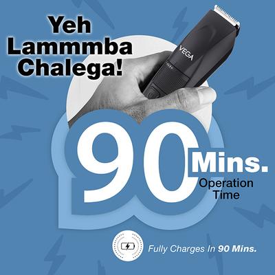 Vega Power Lite Beard Trimmer For Men With 90 Min Runtime, 2 Comb Attachments, Usb Type-C, (Vhth-38) - Trimmers