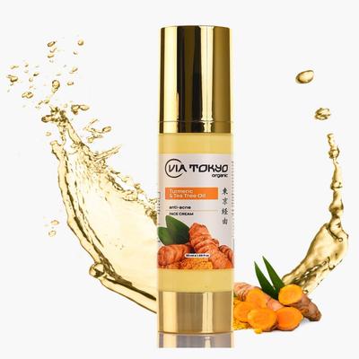 VIA TOKYO ORGANIC Turmeric & Tea Tree Oil Face Cream, Oil Balancing & Anti - Acne, No Sulphates, No Paraben 50 ml - Face Creams