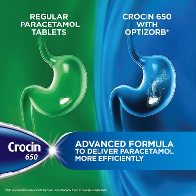 CROCIN ADVANCE 650 Tablet 15's - Fever-Ana