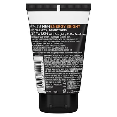 Pond's Men Energy Bright Anti - Dullness Facewash With Coffee Bean 100 gm - Face Moisturizers