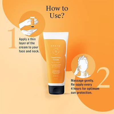 Arata Sunscreen Cream, Matte Finish, for UVA and UVB Protection SPF 50+ and PA+++ 50ml - Face Sunscreen