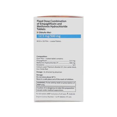 Gibtulio Met 12.5/500mg Tablet 10'S - Diabetes-Ant