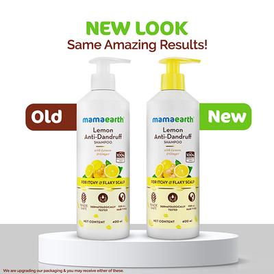 Mama earth Lemon Anti Dandruff Shampoo With Lemon &Ginger For Itchy & Flaky Scalp 400 ml - Shampoos