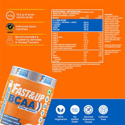 Fast&Up BCAA Supplement Powder - Lime & Lemon Flavour 450 gm - Bcaa Supplements