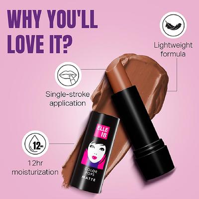 Elle 18 Color Pop Matte Lip Color, B4, Almond Butter 4.3 gm - Lipsticks