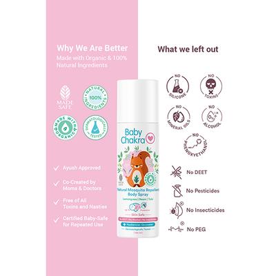 BabyChakra Mosquito Repellent Spray 100 gm - Mosquito Repellent