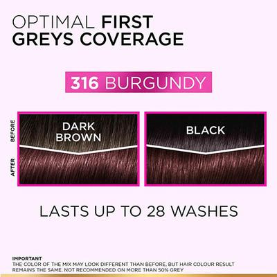L'Oreal Paris Casting Creme Gloss Hair Color, 316 Burgundy 87.5g+72ml 1's - Crème