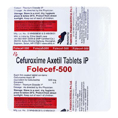 FOLECEF 500 Tablet 6's - Bacterial Infections-Cep