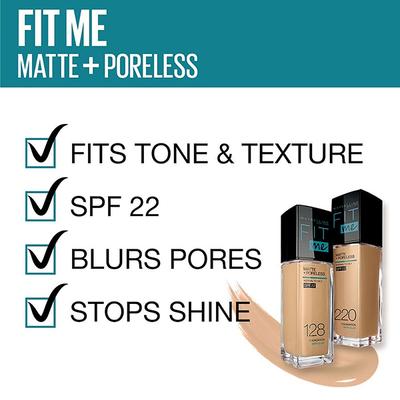 Maybelline New York Fit Me Matte+Poreless Liquid Foundation Tube, 330 Toffee 18 gm - Foundation