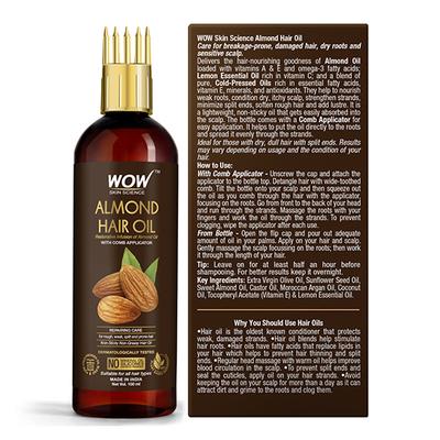 WOW Skin Science Almond Hair Oil 100 ml - Hair Oils