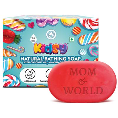 Mom & World Kidsy Natural Baby Bathing Soap - Tear Free (Pack of 5 x 75 gm) - Baby Soap