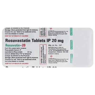 ROSUVOTIN 20 Tablet 10's - High Cholesterol-Dys