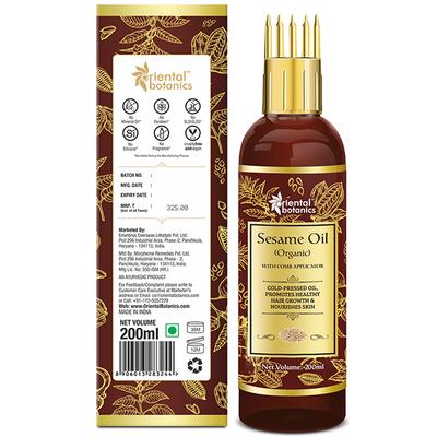 Oriental Botanics Organic Sesame Oil with Comb Applicator 200 ml - Hair Oils