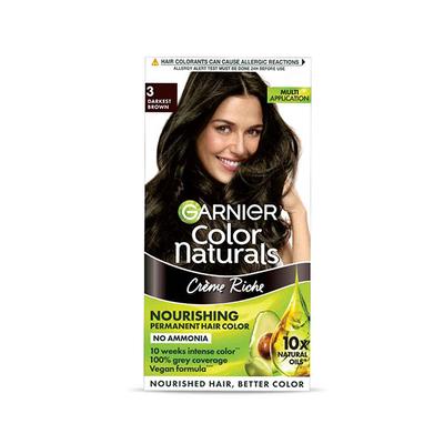Garnier Color Naturals Creme Riche - 3 Darkest Brown (70 ml + 60 gm) - Crème