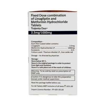 Trajenta Duo 2.5/1000mg Tablet 10'S - Diabetes-Ant