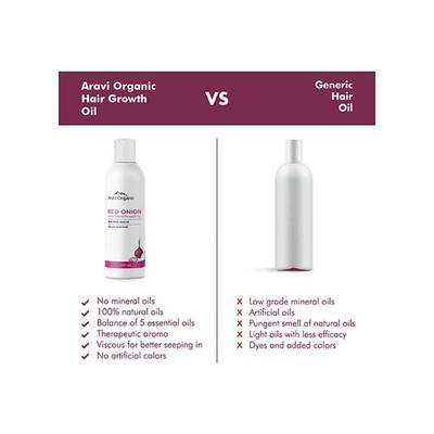 Aravi Organic 100% Pure Onion Hair Growth Carrier Hair Oil 200 ml - Hair Oils