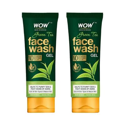 WOW Skin Science Green Tea Face Wash Gel Pack of 2 200 ml - Face Washes