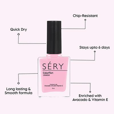 SERY Colorflirt Nail Paint - Pink Grass 10 gm - Nail Polish
