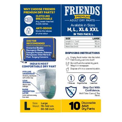 Friends Premium Adult Dry Pants (L) 10's - Adult Diapers & Pads