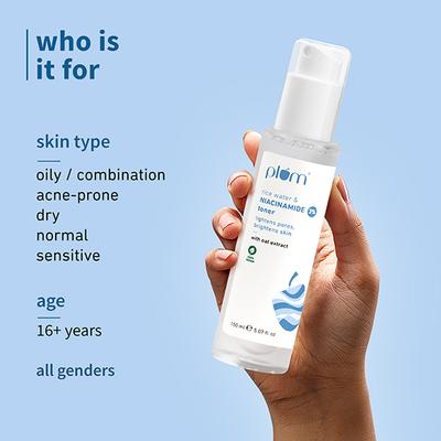 Plum 3% Niacinamide Toner with Rice Water Clarity Boost Fragrance Free 150ml - Toners