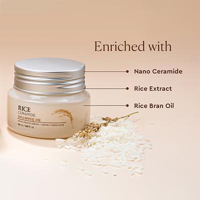 The Face Shop Rice & Ceramide Moisturizing Cream - Korean Day Cream for Barrier Repair & Glow 50 ml - Face Moisturizers