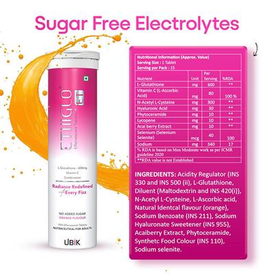 ETHIGLO ET NO ADDED SUGAR ORANGE FLAVOUR Effervescent Tablet 15's - Supplements-Vam