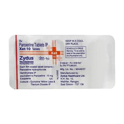 XET 10mg Tablet 10'S - Depression-Ant
