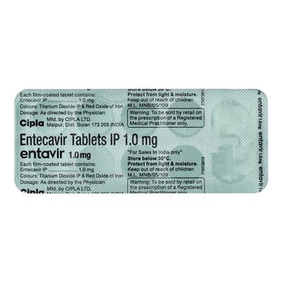 Entavir 1mg Tablet 10'S - Viral infections-Ant