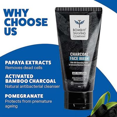 Bombay Shaving Company Charcoal Face Wash, Fights Pollution and Acne, Oil Control, 150gm each 2's - Face Washes
