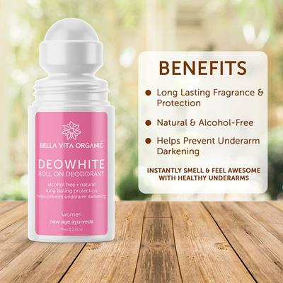Bella Vita Organic Deowhite Underarm Whitening Natural Roll On Deodorant 75 ml - Women Deodorants/Roll-Ons
