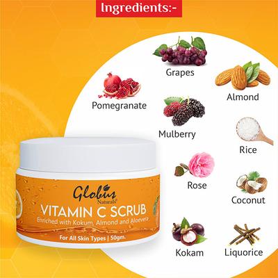 Globus Naturals Vitamin-c Brightening Face Scrub 50 gm - Face Scrubs