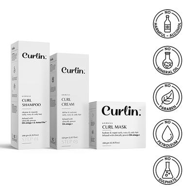 Curlin Shampoo+Cream+Mask 1's - Dry Shampoos & Conditioners