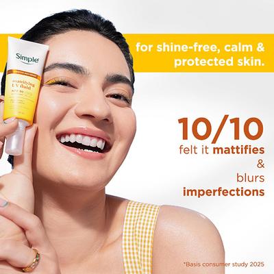 Simple Mattifying UV Fluid SPF 50 PA++++ with Niacinamide| Sunscreen for oily & sensitive skin, 40ml - Body Sunscreen