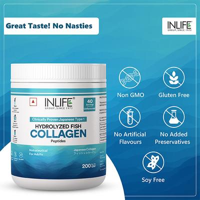 Inlife Hydrolyzed Fish Collagen Powder - Unflavoured 200 g - Hair & Skin