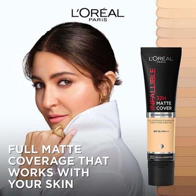 L'Oreal Paris Infallible 32H Matte Cover Liquid Foundation - 110 Cool Undertone 30 ml - Foundation