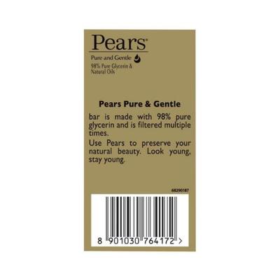 Pears Pure And Gentle Bathing Bar With 98% Pure Glycerine & Natural Oil Look Young Stay Young 75gm - Soaps