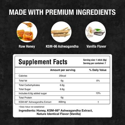 Bargad KSM-66 Ashwagandha Honey Sticks - Vanilla Flavour 7's - Speciality Medicines