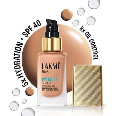 Lakme 9to5 Hya Matte Foundation + Hyaluronic Acid Cool Cinnamon 25 ml - Foundation