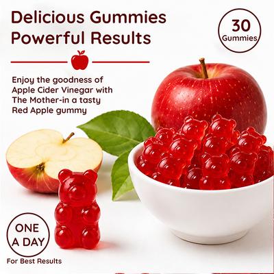 Purna Gummies Sugar Free Apple Cider Vinegar for Adults and Kids Better Digestion and Clear Skin 30's - Apple Cider Vinegar - Acv