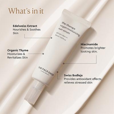 The Face Shop The Therapy Vegan Moisturizing Sun Serum SPF 50+/PA++++ 50ml - Face Sunscreen