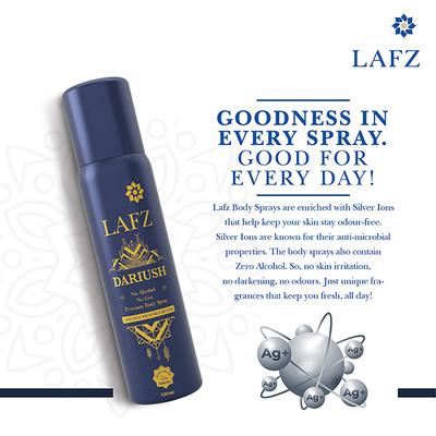Lafz Dariush No Alcohol No Gas Premium Body Spray - For Men 120 ml - Men Deodorants/Roll-Ons