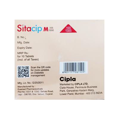 SITACIP M 100/1000 Tablet 10's - Diabetes-Ant