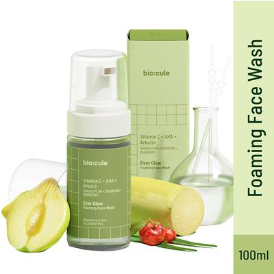 Biocule Ever Glow Foaming Face Wash For Glowing & Even Skin Tone, With Vitamin C, Sugarcane 100 ml - Face Wash & Cleansers