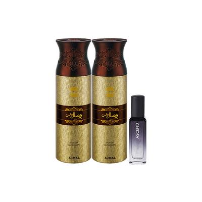 Ajmal 2 Wisal Dhahab Deo & Ascend EDP Pack of 3 20 ml - Women Perfumes (Edt/Edp)