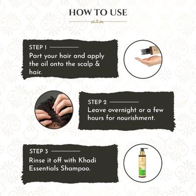 Khadi Essentials Amla Bhringraj Rosemary Hair Oil for Stress Pain Relief Hair Growth 200 ml - Hair Oils