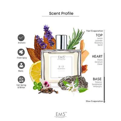 EM5 212 Perfume for Men - Fresh Woody Musky Fragrance, Eau de Parfum Spray 50 ml - Men Perfumes (Edt/Edp)