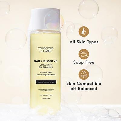 Conscious Chemist Ultra Light Oil To Foam Face Cleanser, Gently Removes Waterproof Makeup & Impurities 100ml - Face Wash & Cleansers