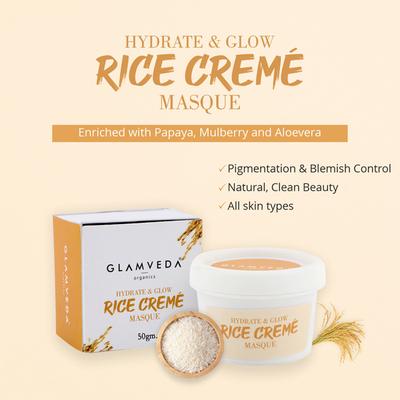 Glamveda Rice Water Hydrate and Glow Cream Mask 40 gm - Masks & Peels